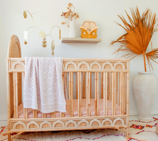 Heirloom Baby Merino Blanket – Geometric Dusky Pink