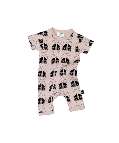 HUXBABY – Frenchie Shades Short Zip Romper Dusty Rose