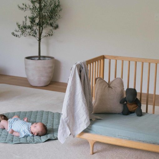 Warren Hill Stonewashed Linen Fitted Cot Sheets- Aqua