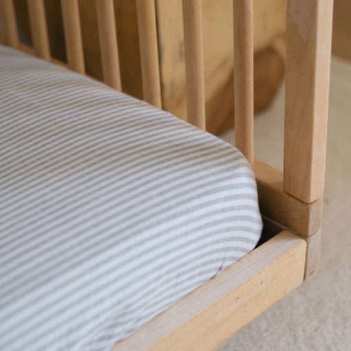 Warren Hill Stonewashed Linen Fitted Cot Sheets- Grey Stripe